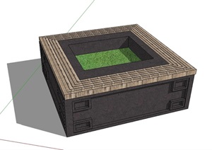 现代方形详细树池设计SU(草图大师)模型