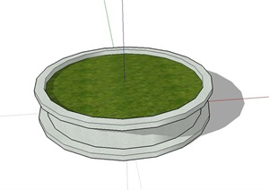 圆形详细的树池花池设计SU(草图大师)模型