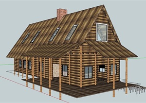 精致的防腐木木屋住宅模型
