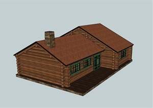 精致的木屋单层别墅模型