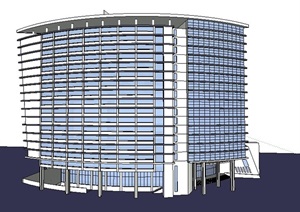 现代风格宾馆酒店建筑体SU(草图大师)模型