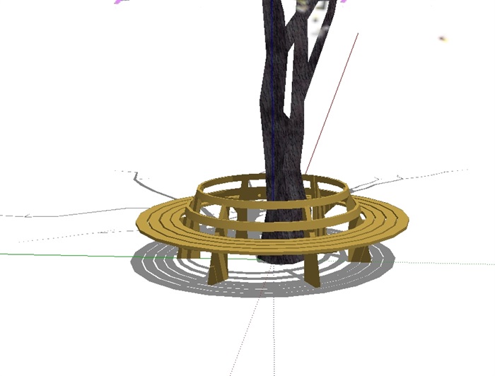 现代圆形树池及坐凳设计su模型(3)