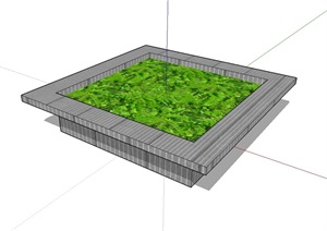 方形详细完整的树池设计SU(草图大师)模型