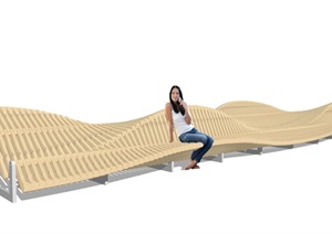 现代创意异形街头景观长椅设计SU(草图大师)模型