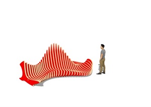 创意异形街头公园长椅素材SU(草图大师)模型