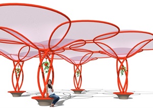 独特异形景观亭素材设计SU(草图大师)模型
