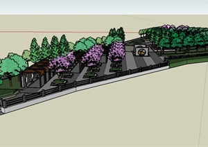 现代小广场绿化环境设计SU(草图大师)模型