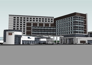 现代中式公寓式酒店建筑方案ＳＵ模型