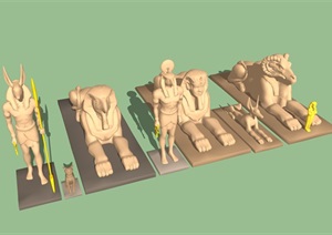 某埃及人形雕塑素材设计SU(草图大师)模型