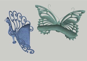 某蝴蝶动物雕塑小品SU(草图大师)模型