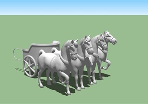 马车小品动物雕塑素材设计SU(草图大师)模型