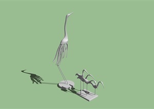 某独特丹顶鹤小品动物雕塑SU(草图大师)模型
