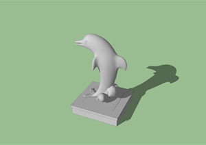 某海豚详细小品动物雕塑SU(草图大师)模型