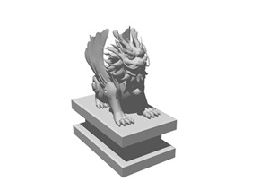麒麟动物雕塑素材设计SU(草图大师)模型