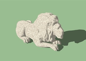 某现代小品石狮子动物雕塑SU(草图大师)模型