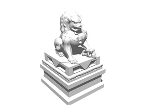 某石狮子雕塑素材SU(草图大师)模型