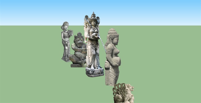 8组佛像雕塑su模型