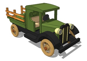 军绿色小卡车SU(草图大师)模型