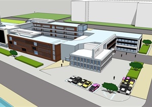 现代风格学校建筑系馆设计（含CAD各层平面和精细SU(草图大师)模型）