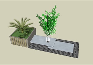 某园林景观树池花箱设计SU(草图大师)模型