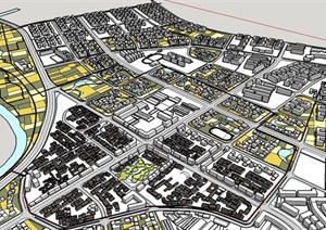 城市详细完整规划设计SU(草图大师)模型