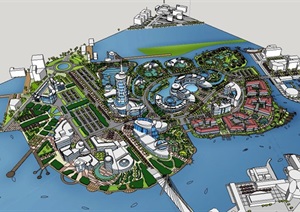 港口城市详细设计SU(草图大师)模型