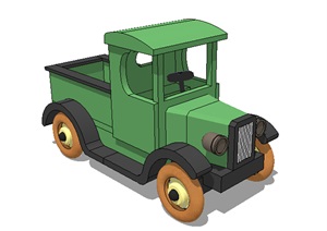 一辆绿色玩具车素材SU(草图大师)模型