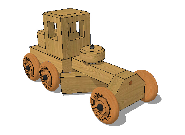 木纹玩具车su模型