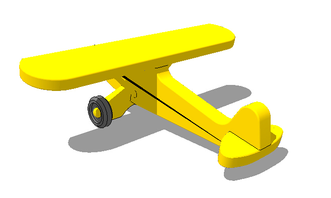 黄色玩具飞机su模型