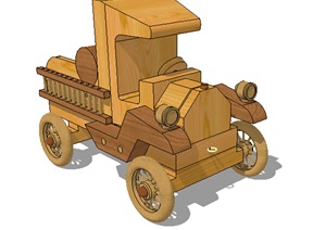 简约木制玩具车SU(草图大师)模型