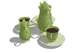 绿色陶瓷茶具杯具SU(草图大师)模型