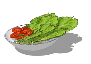 盘子及蔬菜SU(草图大师)模型