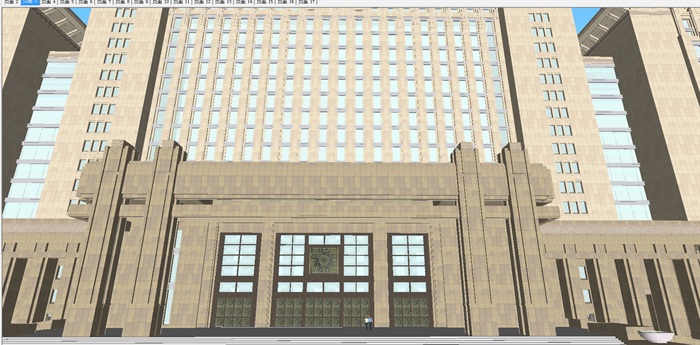 现代区政府行政办公大楼建筑方案SU模型(1)
