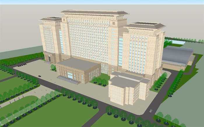 现代区政府行政办公大楼建筑方案SU模型(12)