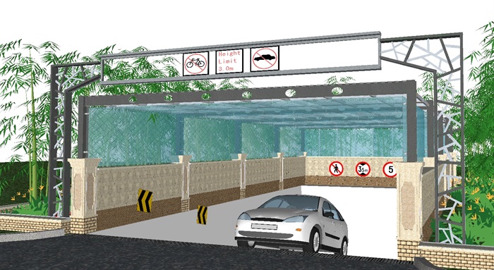 现代地下停车场入口玻璃雨棚ＳＵ模型(3)