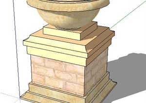 石材花钵柱景观柱SU(草图大师)模型