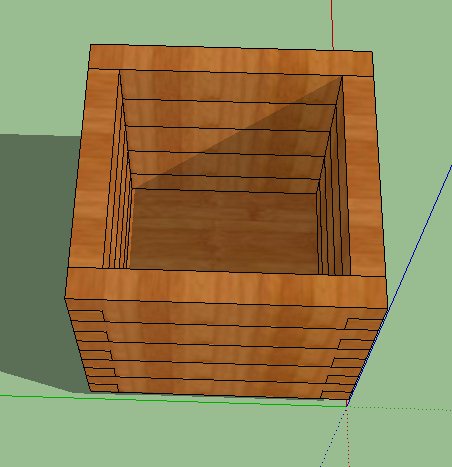 木制正方体花箱设计su模型(3)