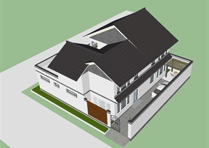 新中式合院别墅建筑ＳＵ模型