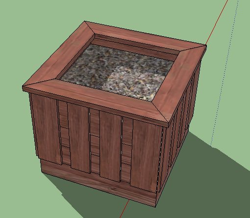 方形木制花箱种植箱su模型(2)