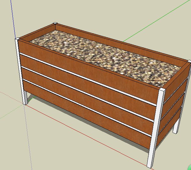 矩形种植箱花箱设计su模型(2)