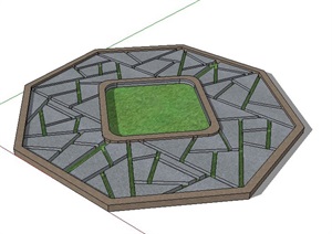 简约多边形树池设计SU(草图大师)模型