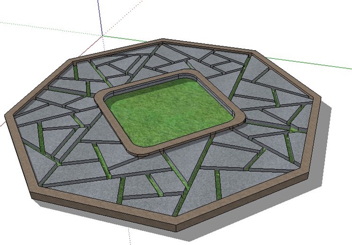 简约多边形树池设计su模型(2)