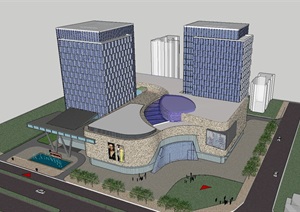 四个德阳酒店建筑设计方案ＳＵ模型（附CAD平面图）