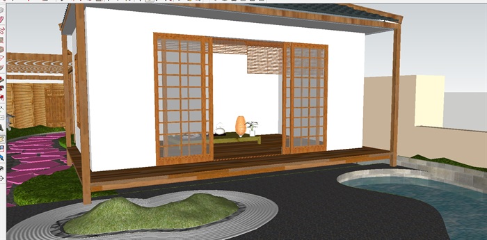 日式温泉度假别墅与庭院SU模型(3)
