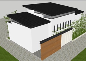 三个新中式公园厕所建筑方案SU(草图大师)模型