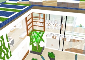 绿色生态竹园茶餐厅建筑方案SU(草图大师)模型