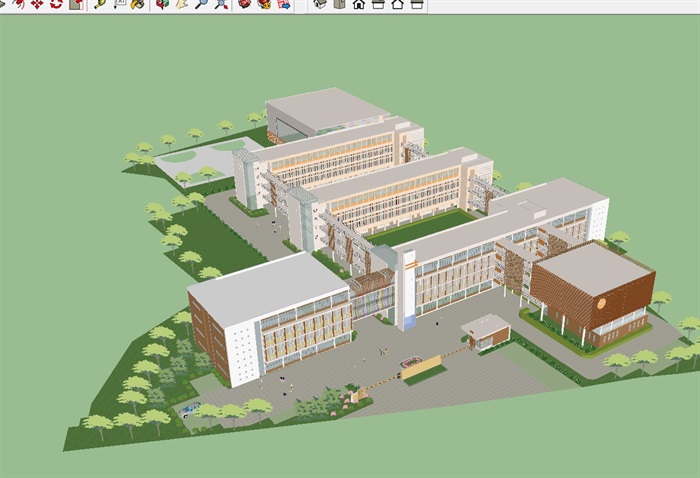 现代高级实验学校建筑规划方案SU模型(5)