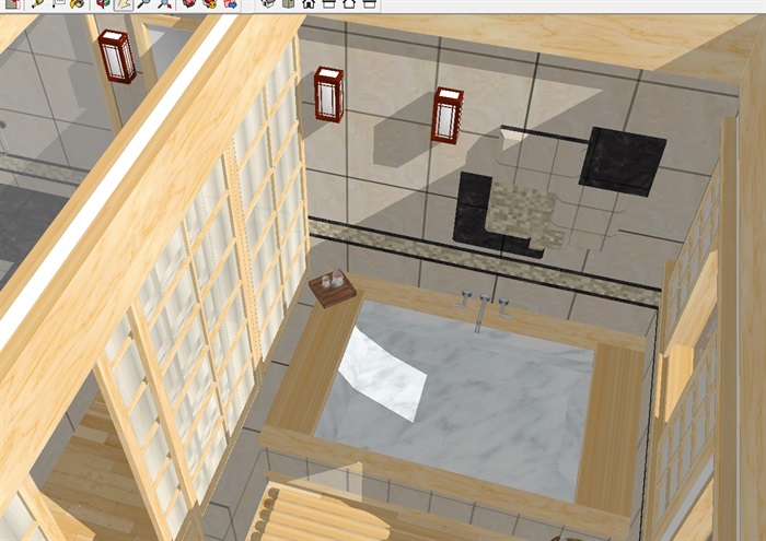 日式澡堂与洗澡房SU模型(2)