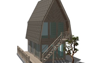 现代森林度假木屋别墅SU(草图大师)模型