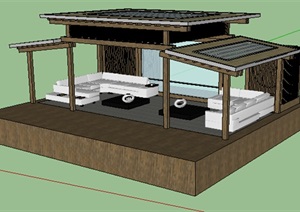 休闲完整的凉亭设计SU(草图大师)模型